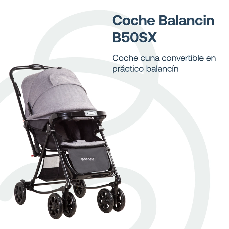 COCHE CUNA BALANCIN SX GRIS MELANGE BEBESIT - 2