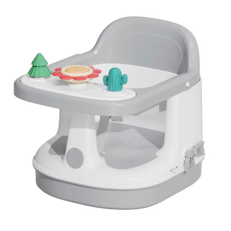 SILLA DE COMER 2 EN 1 PARA BAÑO Y BOOSTER CON BANDEJA GRIS - 1