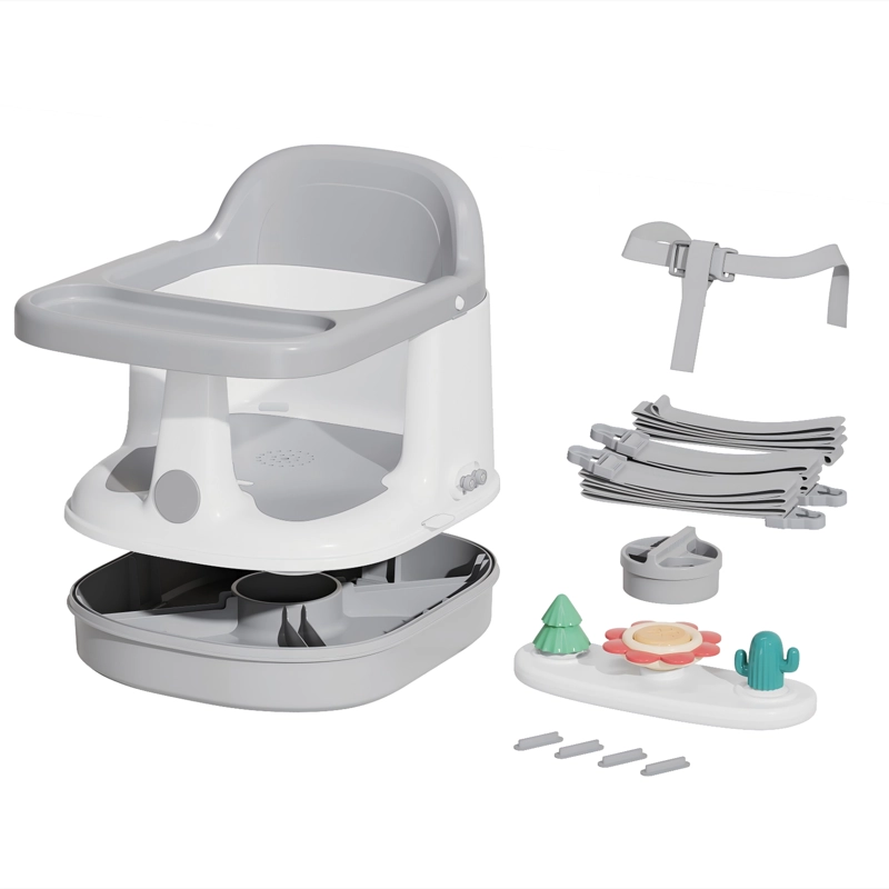 SILLA DE COMER 2 EN 1 PARA BAÑO Y BOOSTER CON BANDEJA GRIS - 5