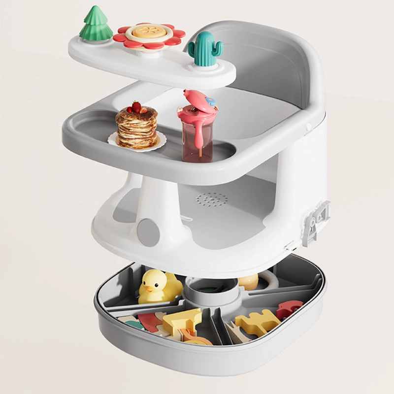 SILLA DE COMER 2 EN 1 PARA BAÑO Y BOOSTER CON BANDEJA GRIS - 6