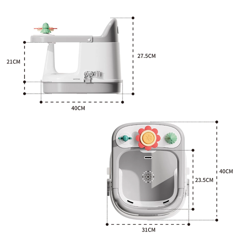 SILLA DE COMER 2 EN 1 PARA BAÑO Y BOOSTER CON BANDEJA GRIS - 8