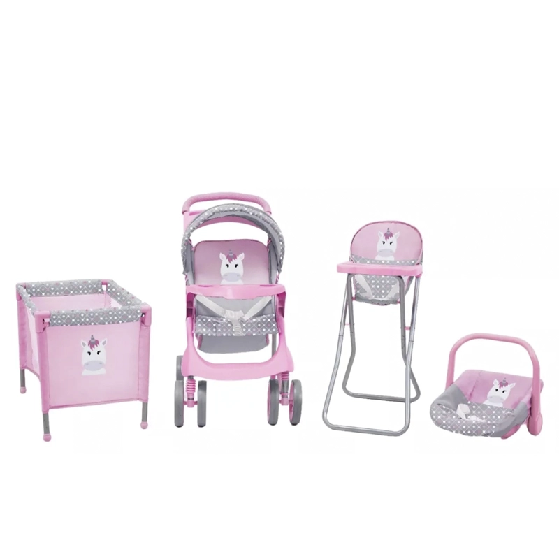 COCHE TRAVEL DE JUGUETE PARA MUÑECA ROSADO + CUNA BEBESIT - 1