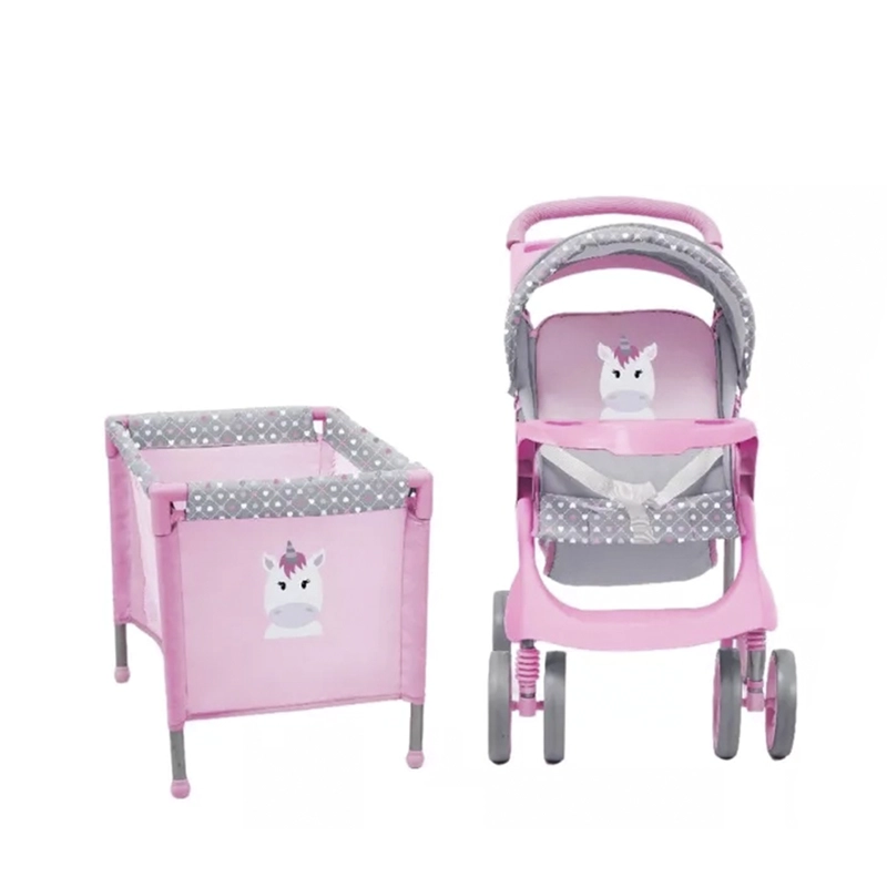 COCHE TRAVEL DE JUGUETE PARA MUÑECA ROSADO + CUNA BEBESIT - 3