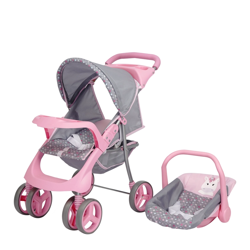 COCHE TRAVEL DE JUGUETE PARA MUÑECA ROSADO + CUNA BEBESIT - 4