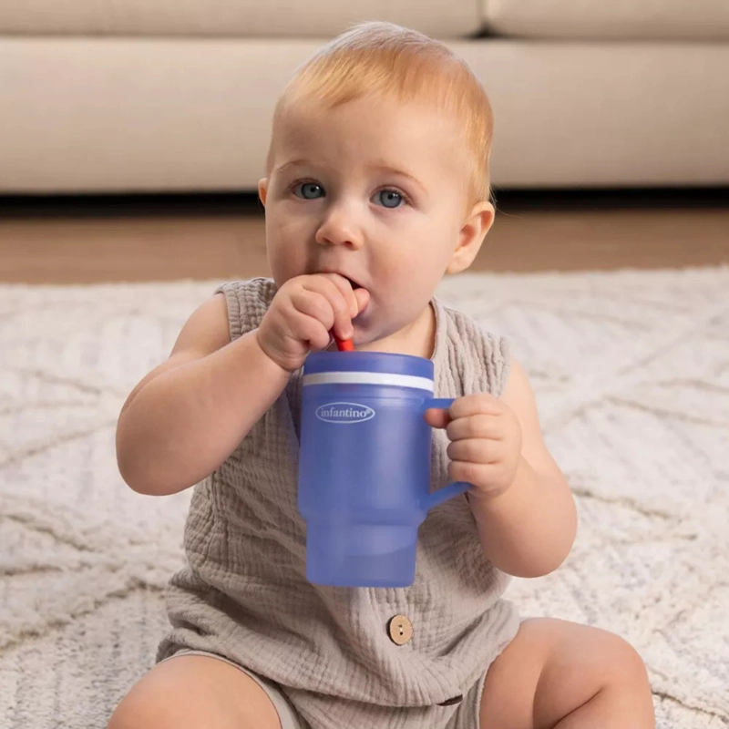 VASO ANTIDERRAME CON BOMBILLA MY 1ST TUMBLER 266ML AZUL - 4