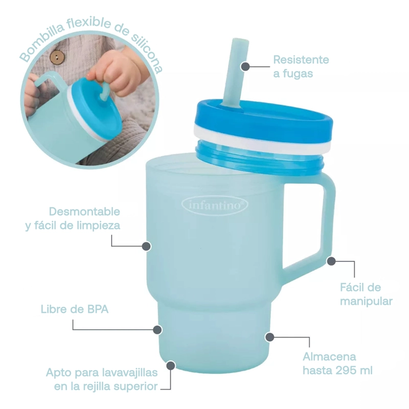 VASO ANTIDERRAME CON BOMBILLA MY1ST TUMBLER 266ML MOODY BLUE - 3