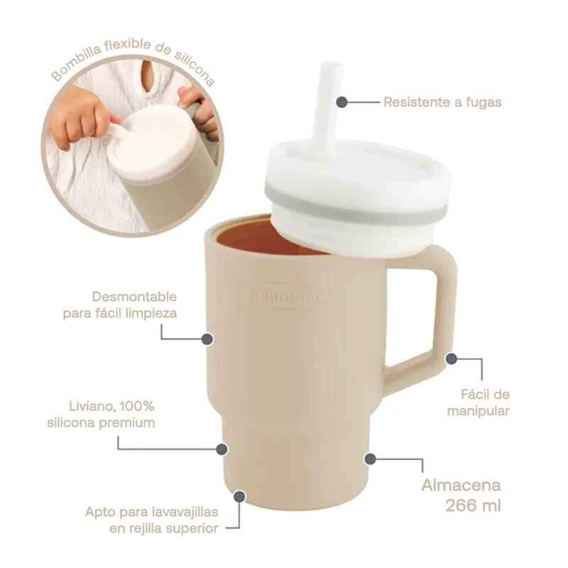 VASO ANTIDERRAME CON BOMBILLA MY 1ST TUMBLER 250ML SAND - 2