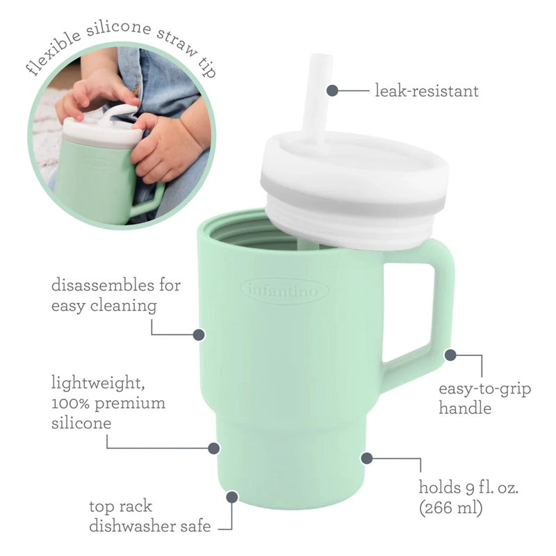 VASO ANTIDERRAME CON BOMBILLA MY 1ST TUMBLER 266ML COOL MINT - 2