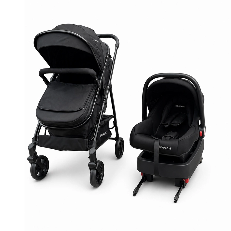 COCHE CUNA TRAVEL SYSTEM AUREO ISOFIX NEGRO BEBESIT - 1