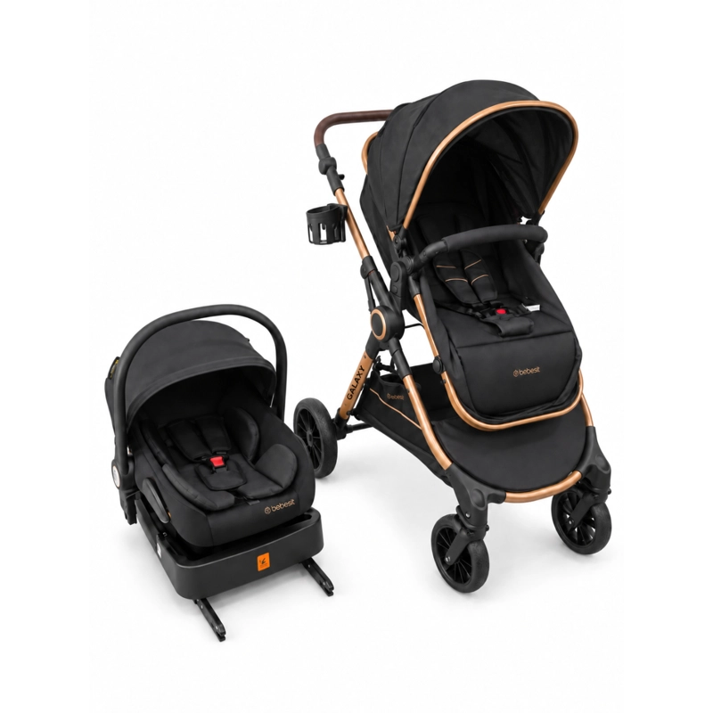COCHE CUNA TRAVEL SYSTEM GALAXY ISOFIX GOLD NEGRO - 1