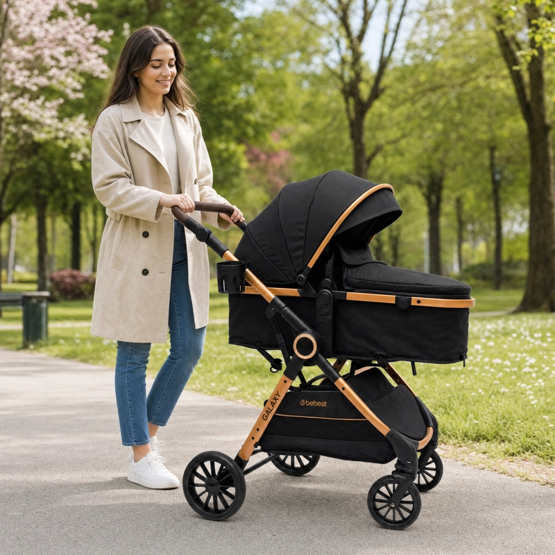 COCHE CUNA TRAVEL SYSTEM GALAXY ISOFIX GOLD NEGRO - 6