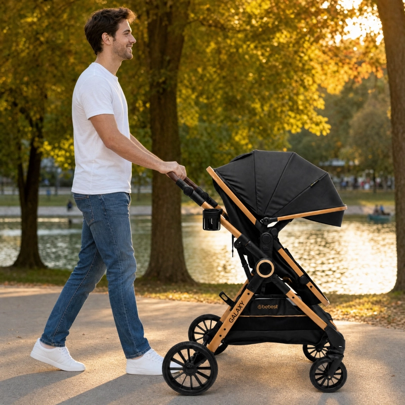 COCHE CUNA TRAVEL SYSTEM GALAXY ISOFIX GOLD NEGRO - 7