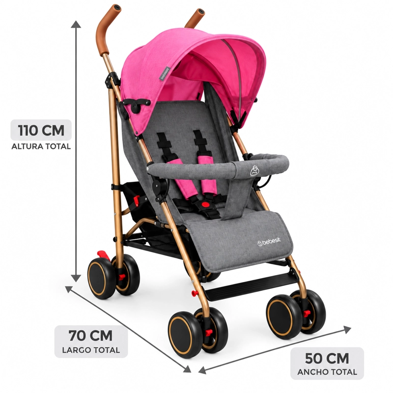 COCHE PARAGUA CLAP MELANGE ROSA GOLD - 4