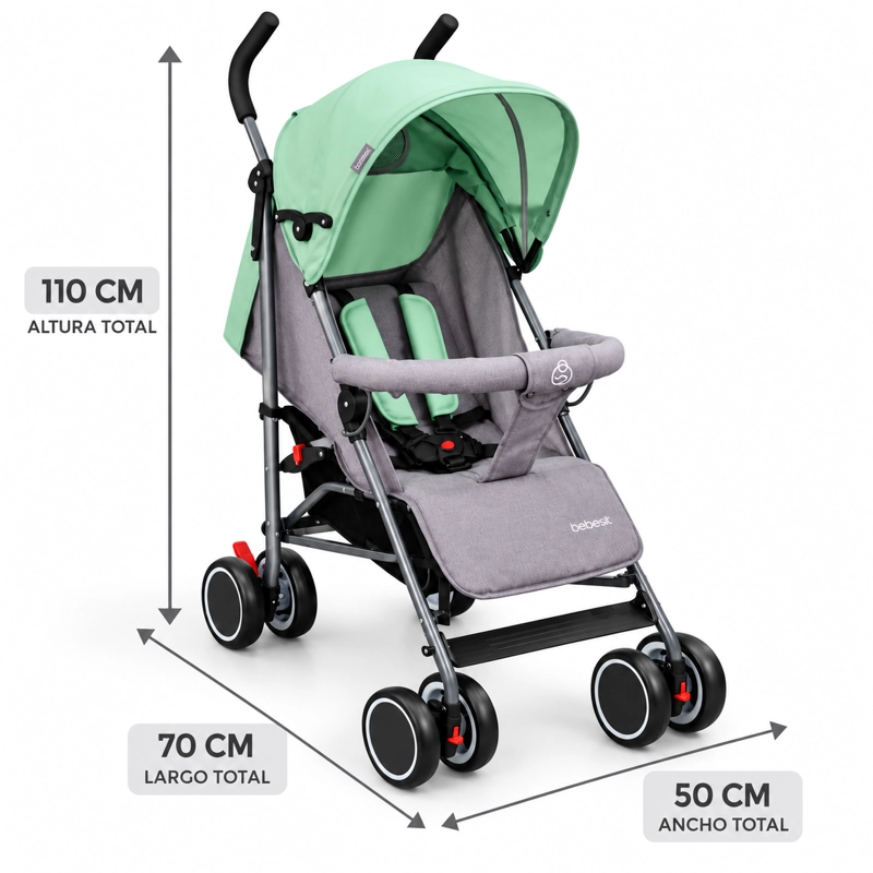COCHE PARAGUA CLAP MELANGE VERDE GRIS - 4