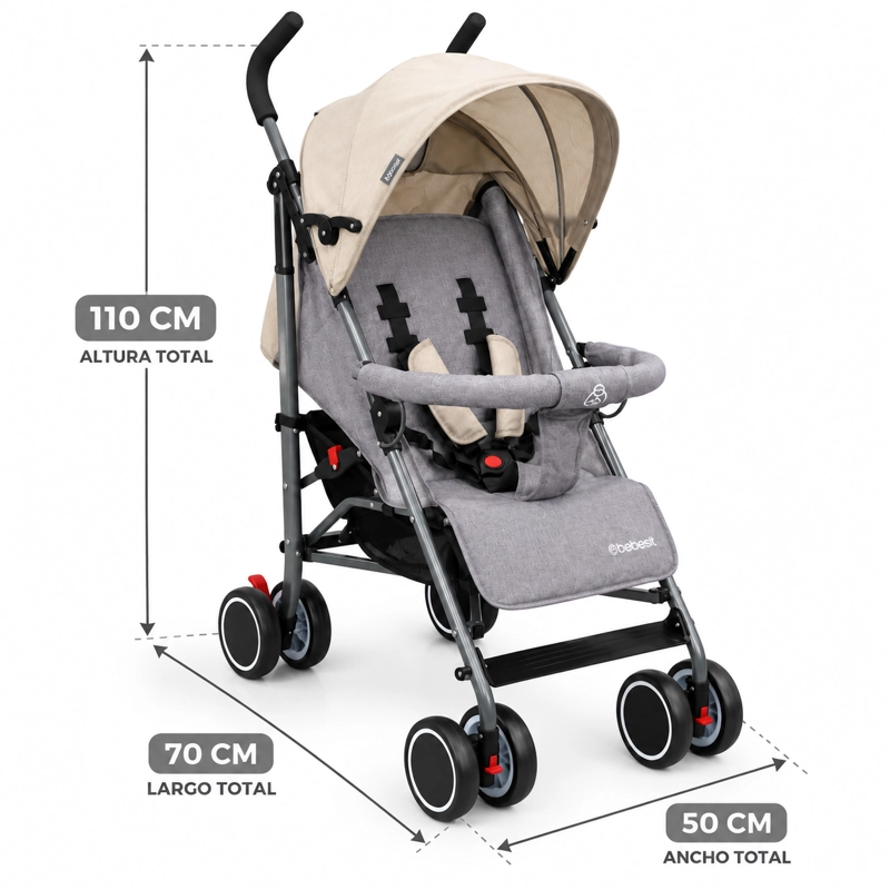 COCHE PARAGUA CLAP MELANGE BEIGE GRIS - 4