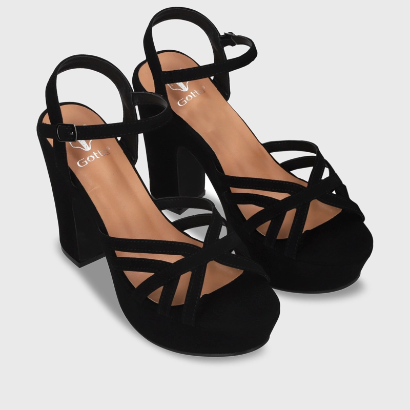 SANDALIA  NEGRA  TACO MUJER 86131 - 3