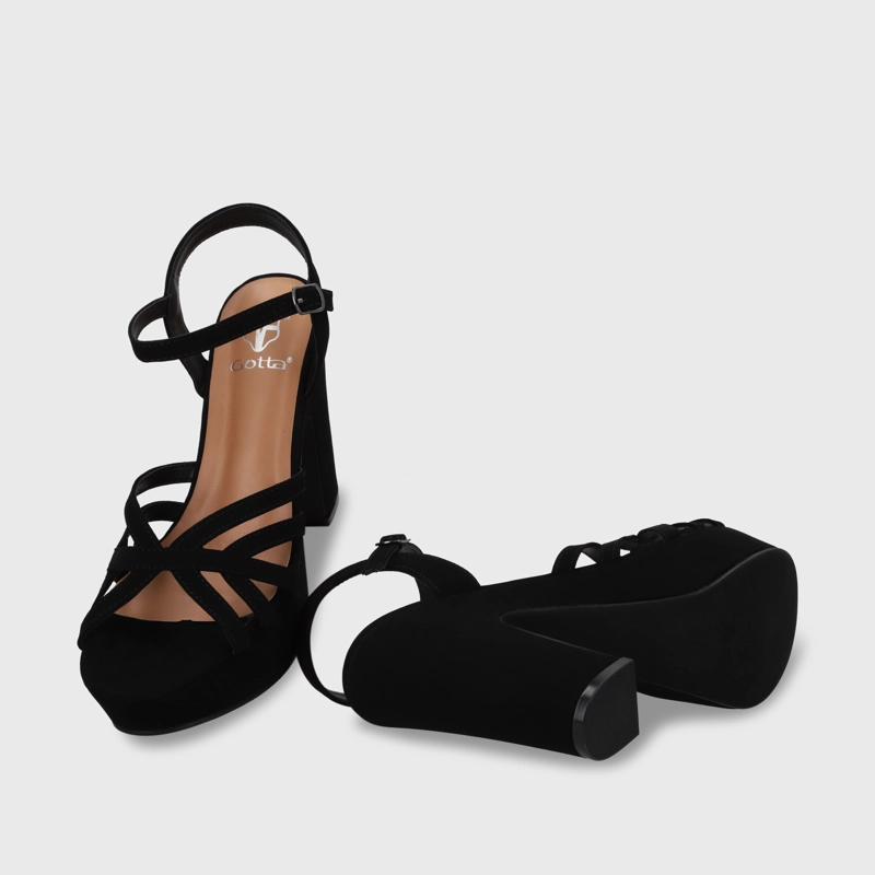 SANDALIA  NEGRA  TACO MUJER 86131 - 7