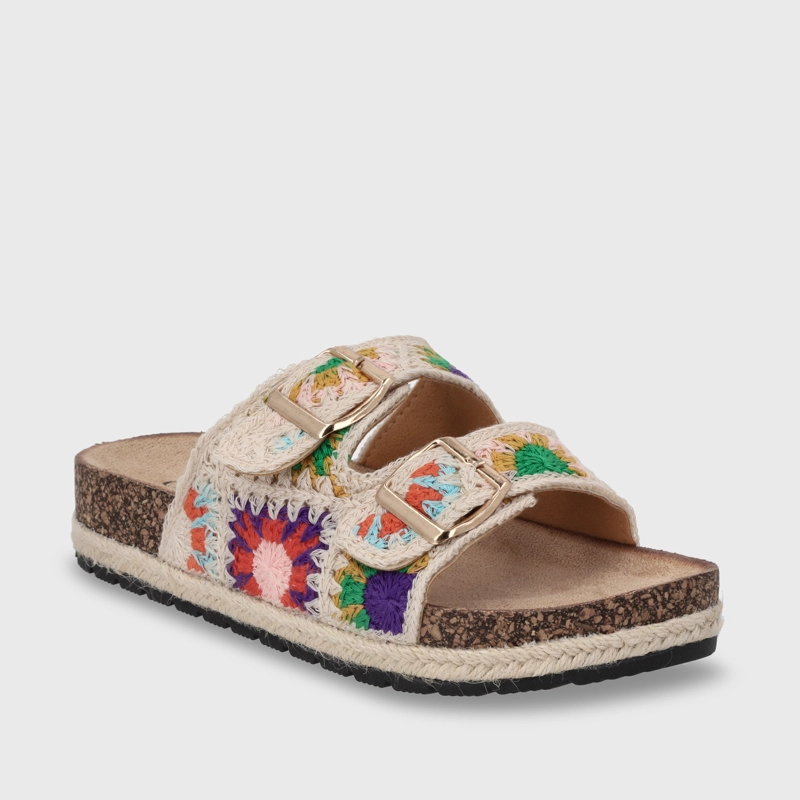 SANDALIA PLANO MULTICOLOR MUJER 52040 - 3