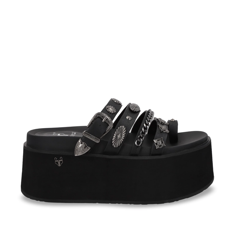 SANDALIA PLATAFORMA NEGRA MUJER 35181 - 1