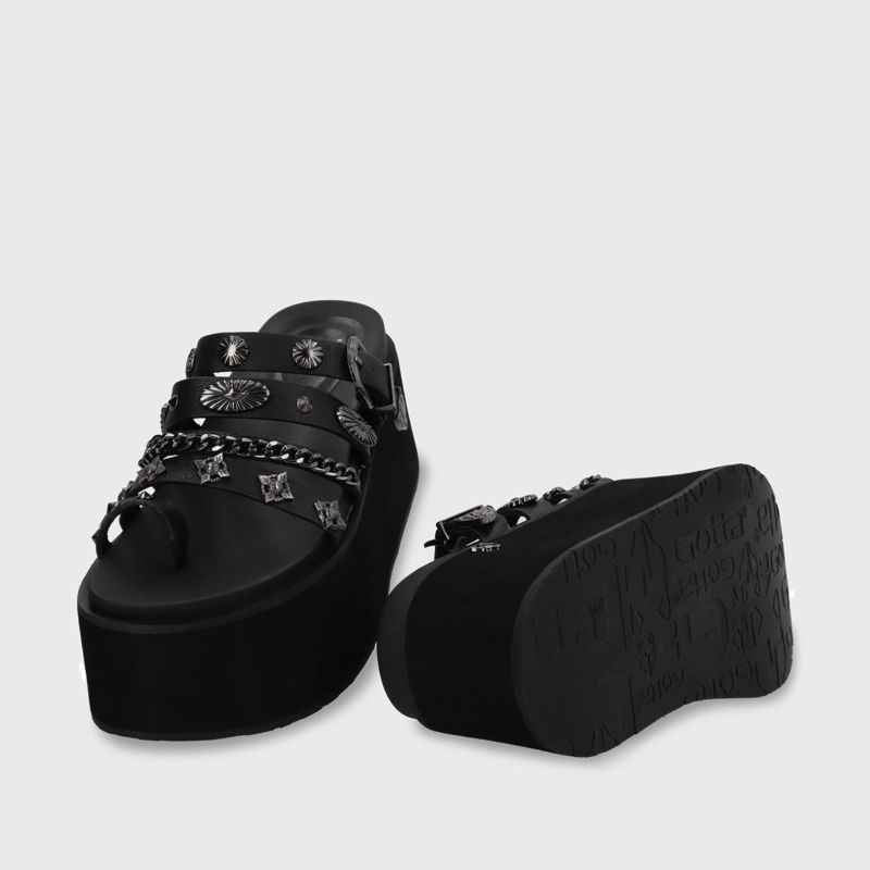 SANDALIA PLATAFORMA NEGRA MUJER 35181 - 7