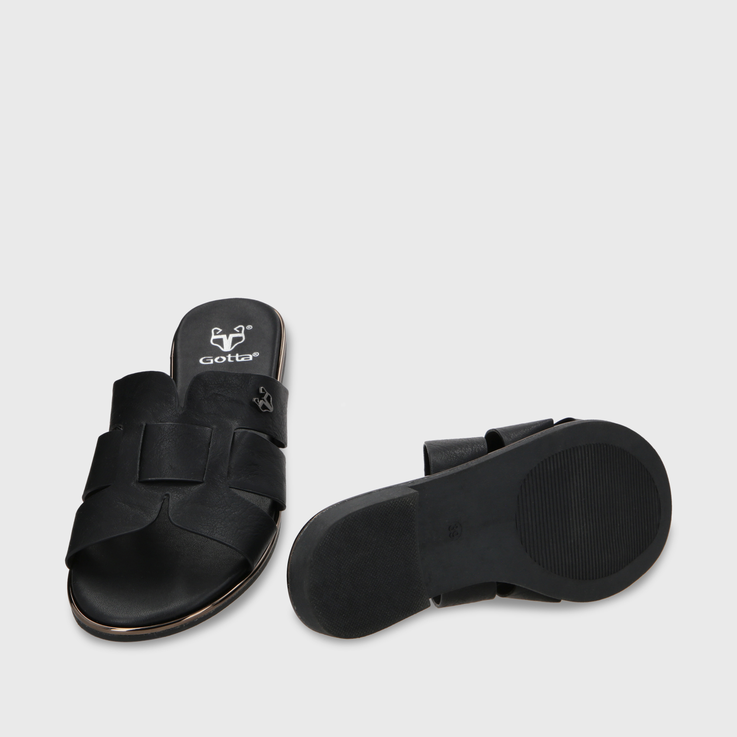SANDALIA PLANO NEGRO MUJER 55210 - 8