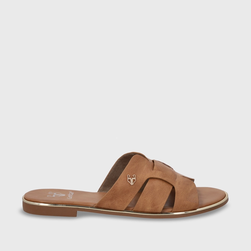 SANDALIA PLANO CAMEL MUJER 55210 - 2