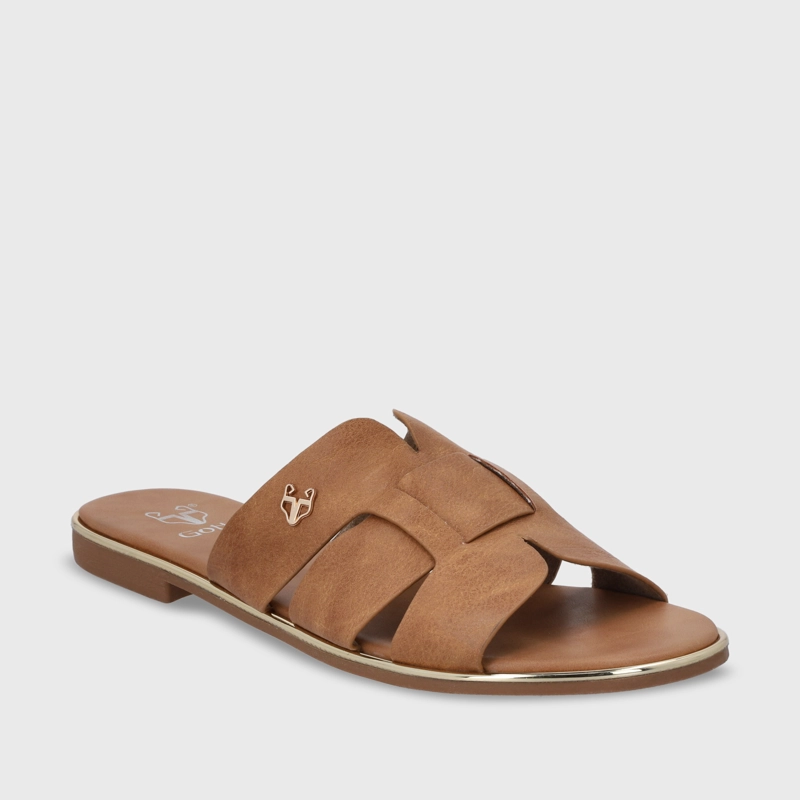 SANDALIA PLANO CAMEL MUJER 55210 - 3