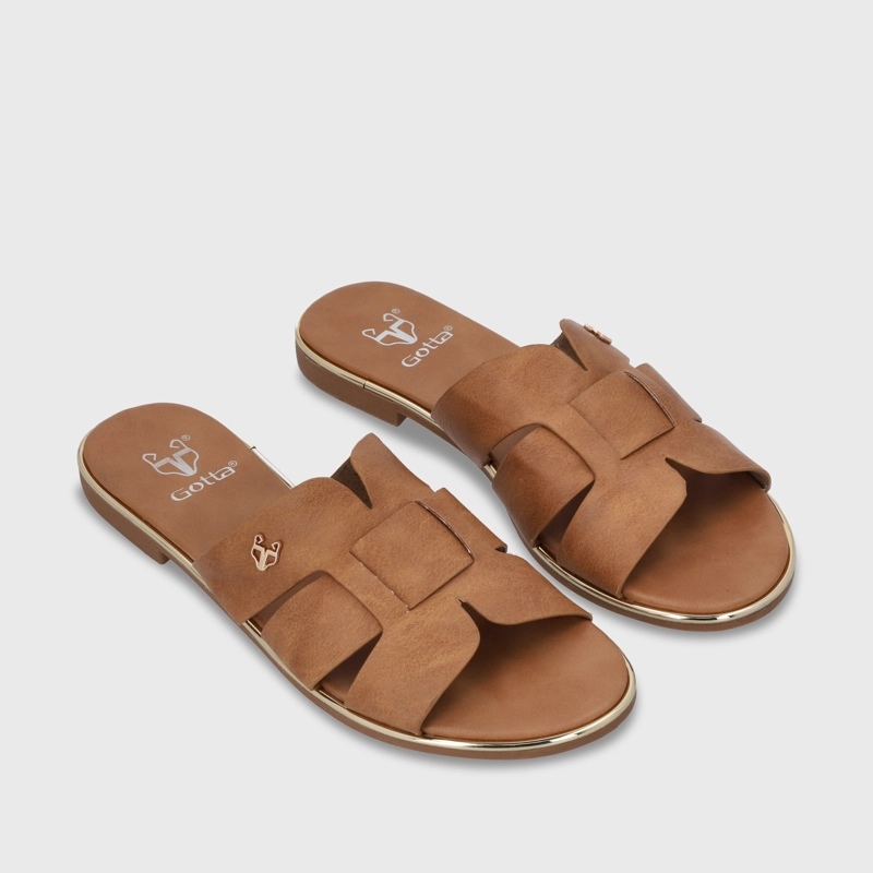SANDALIA PLANO CAMEL MUJER 55210 - 4