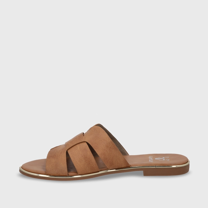 SANDALIA PLANO CAMEL MUJER 55210 - 5