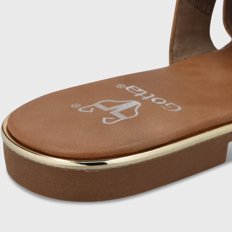 SANDALIA PLANO CAMEL MUJER 55210 - 7