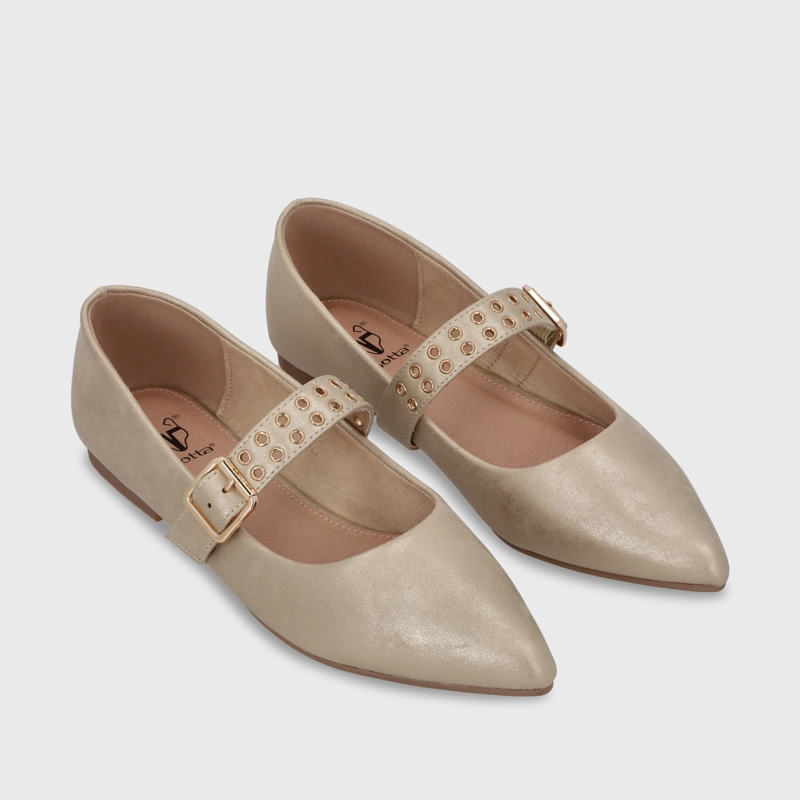 BALLERINA PLANA DORADA MUJER 54011 - 4