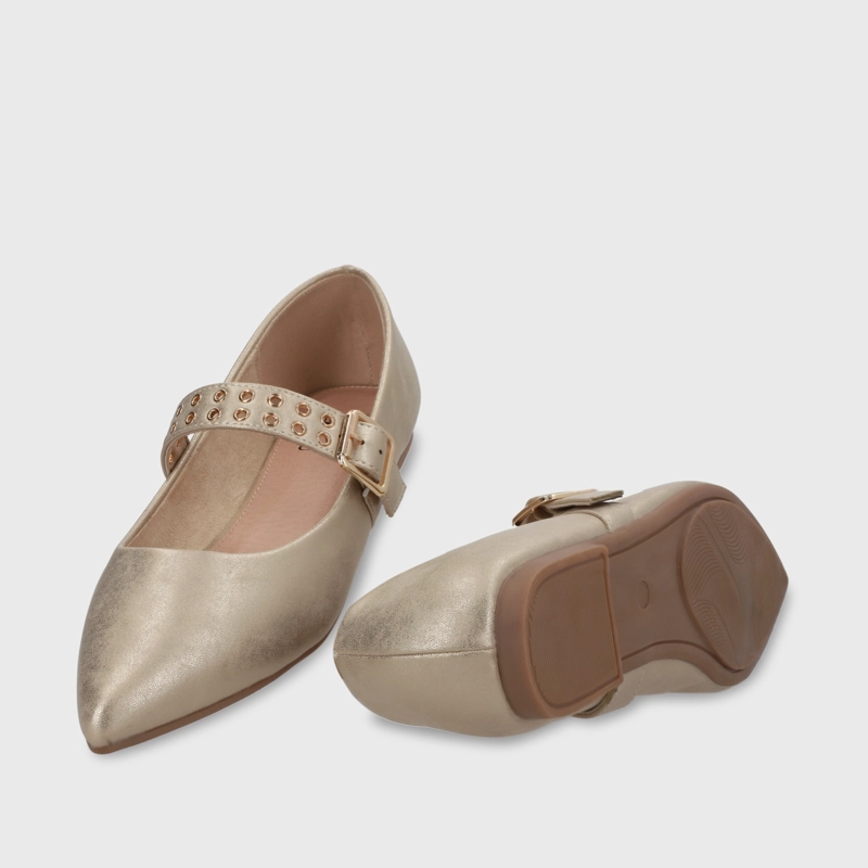 BALLERINA PLANA DORADA MUJER 54011 - 8
