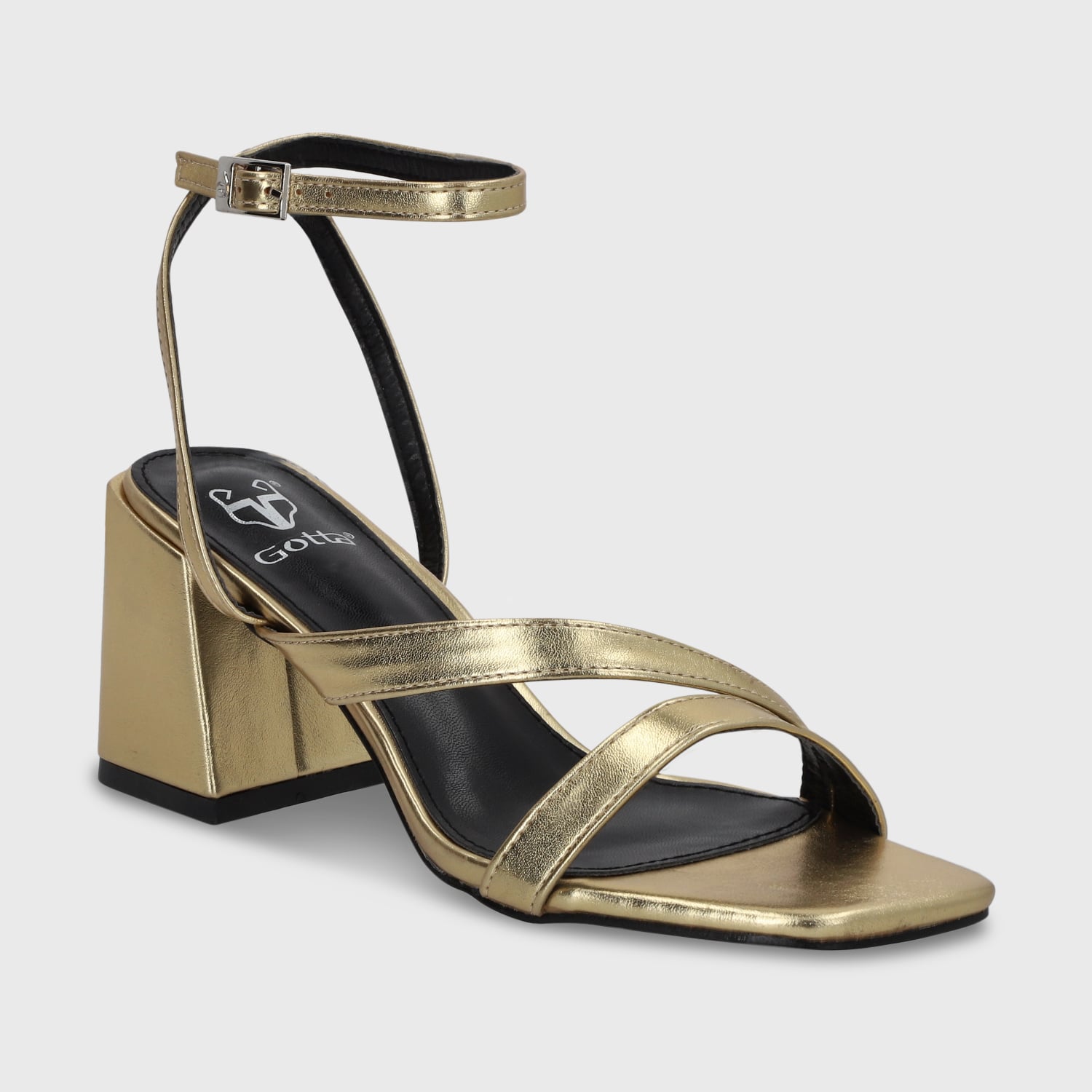 SANDALIA TACO DORADA MUJER 35132 - 3