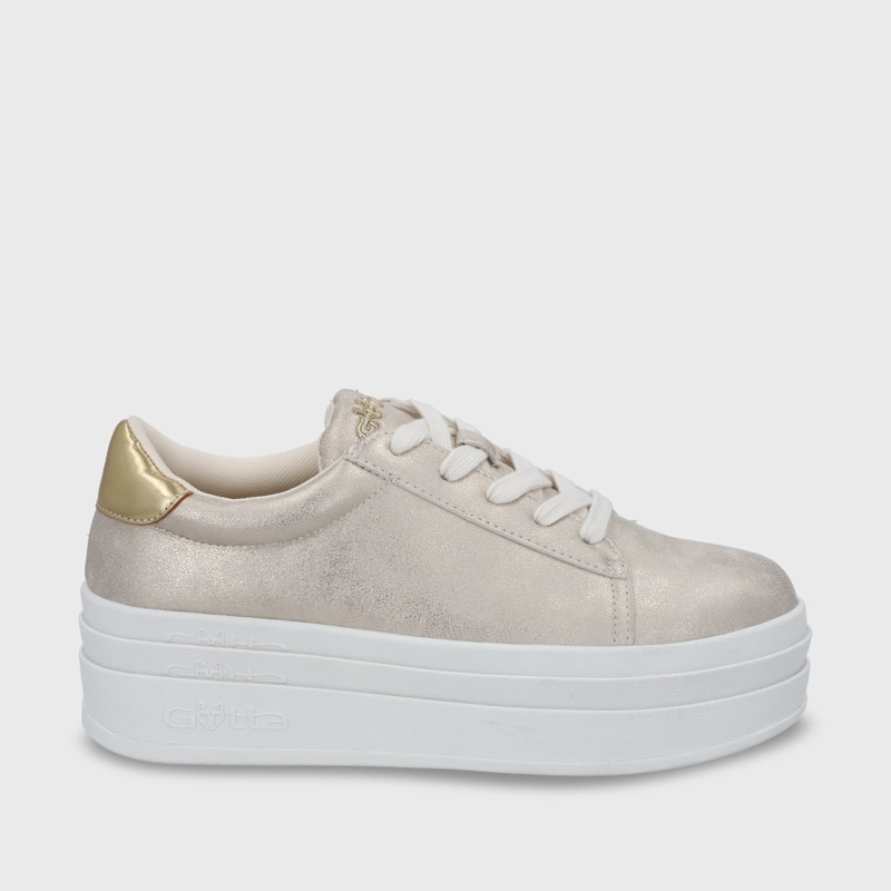 ZAPATILLA PLATAFORMA DORADA MUJER 53751 - 2