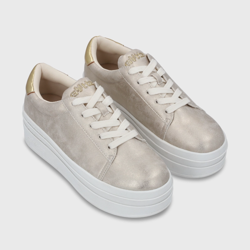 ZAPATILLA PLATAFORMA DORADA MUJER 53751 - 4