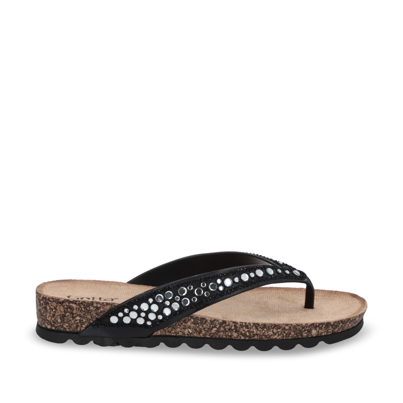 SANDALIA PLANA NEGRA MUJER 52020 - 1