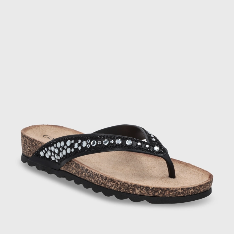 SANDALIA PLANA NEGRA MUJER 52020 - 2
