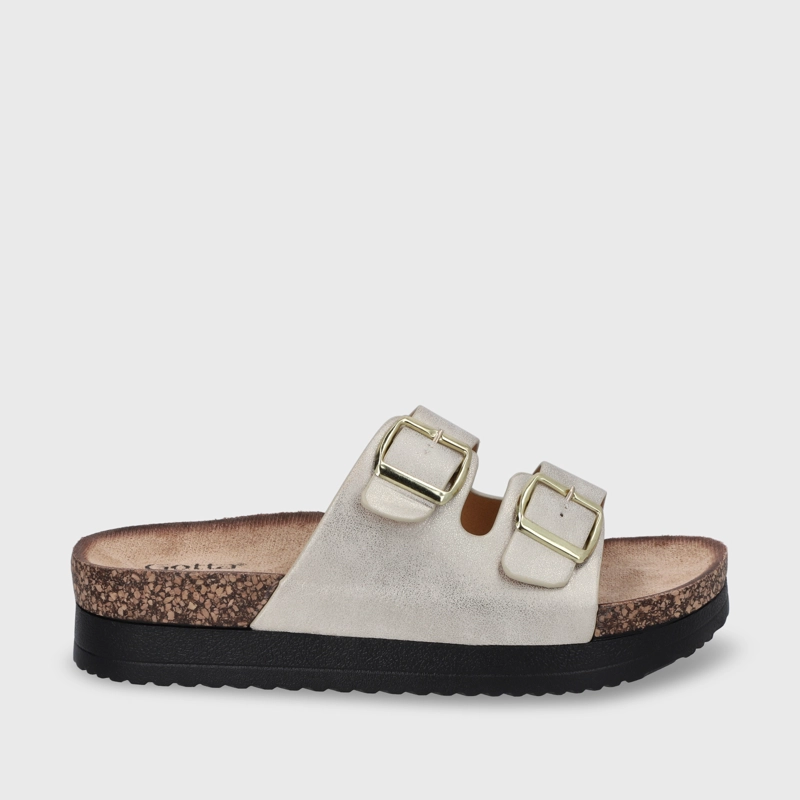 SANDALIA PLANA DORADA MUJER 12062 - 2