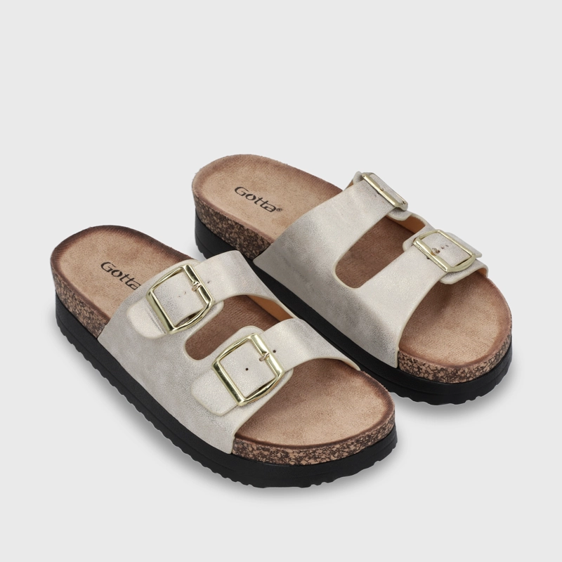 SANDALIA PLANA DORADA MUJER 12062 - 4