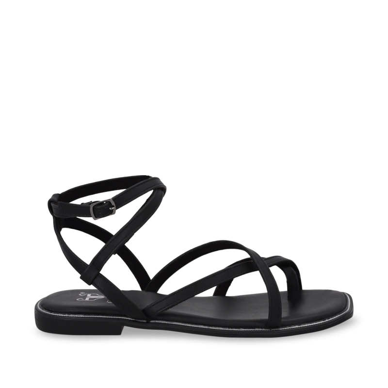 SANDALIA PLANA NEGRA MUJER 55221 - 1