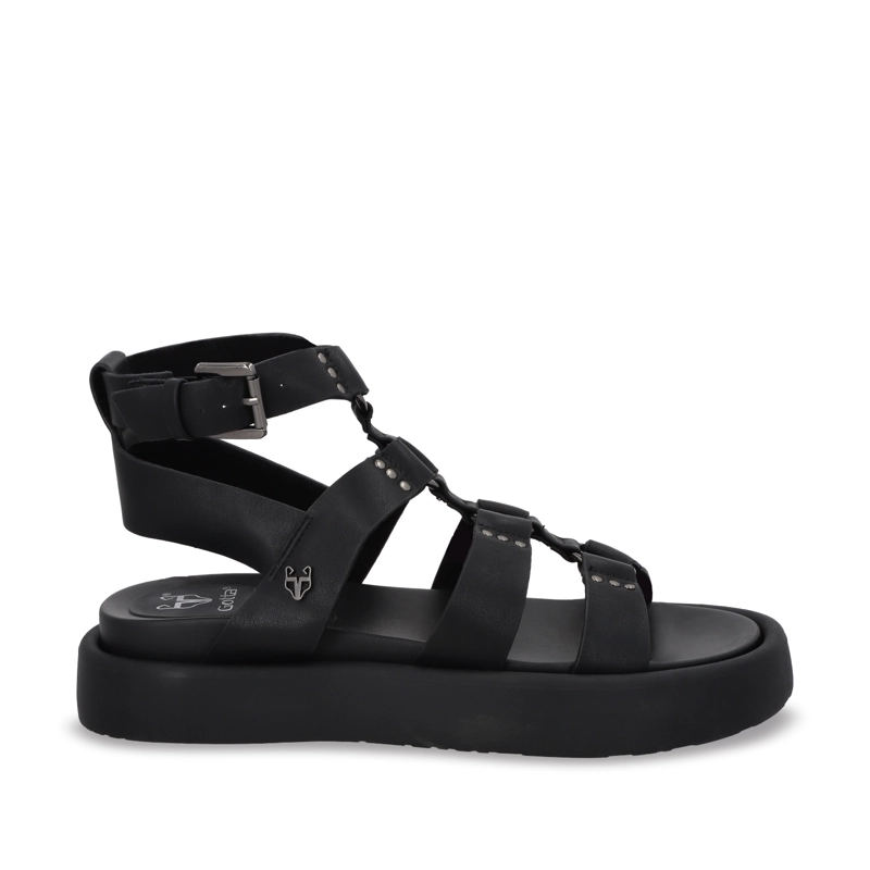 SANDALIA PLANA NEGRA MUJER 55952 - 1