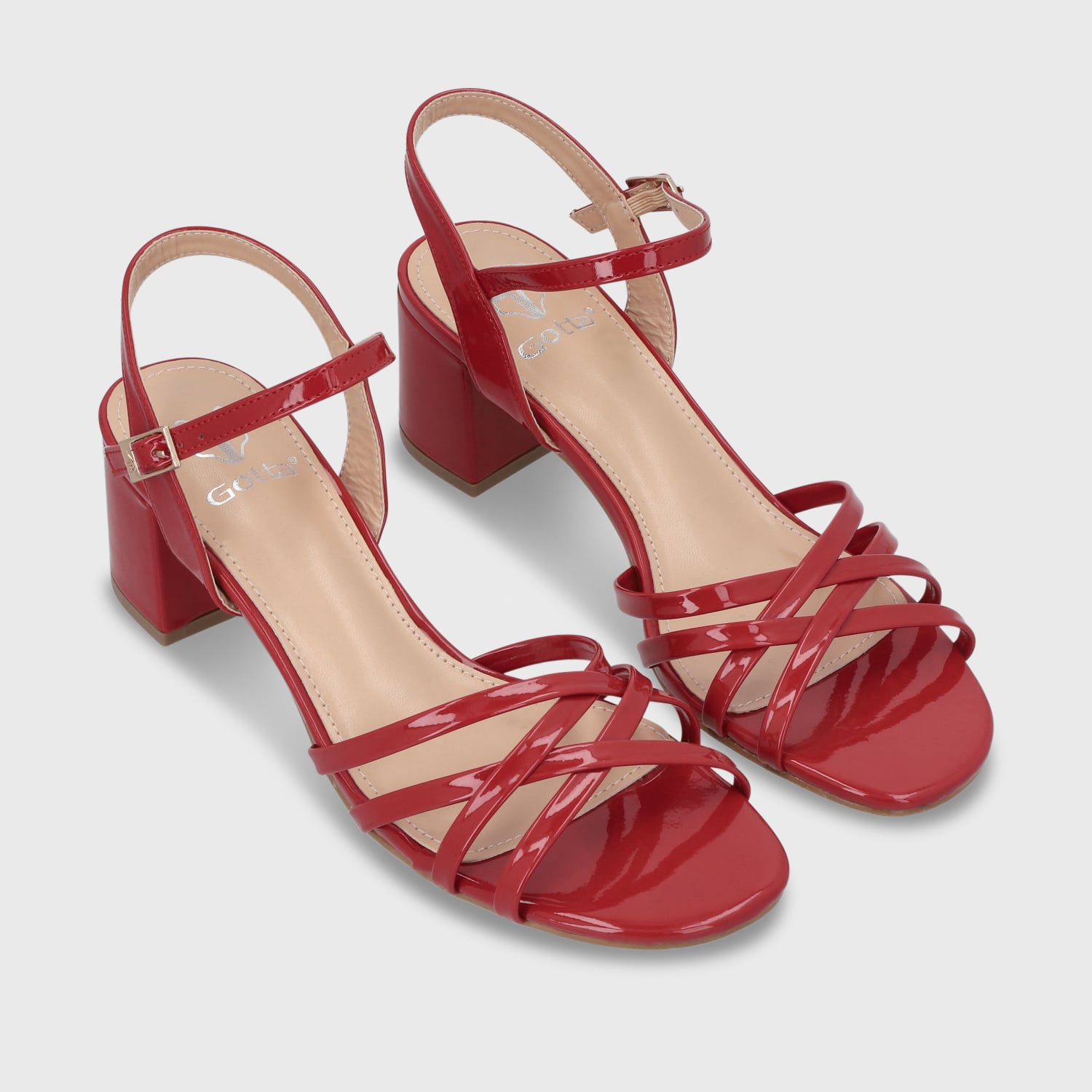 SANDALIA TACO ROJA MUJER 55901 - 4