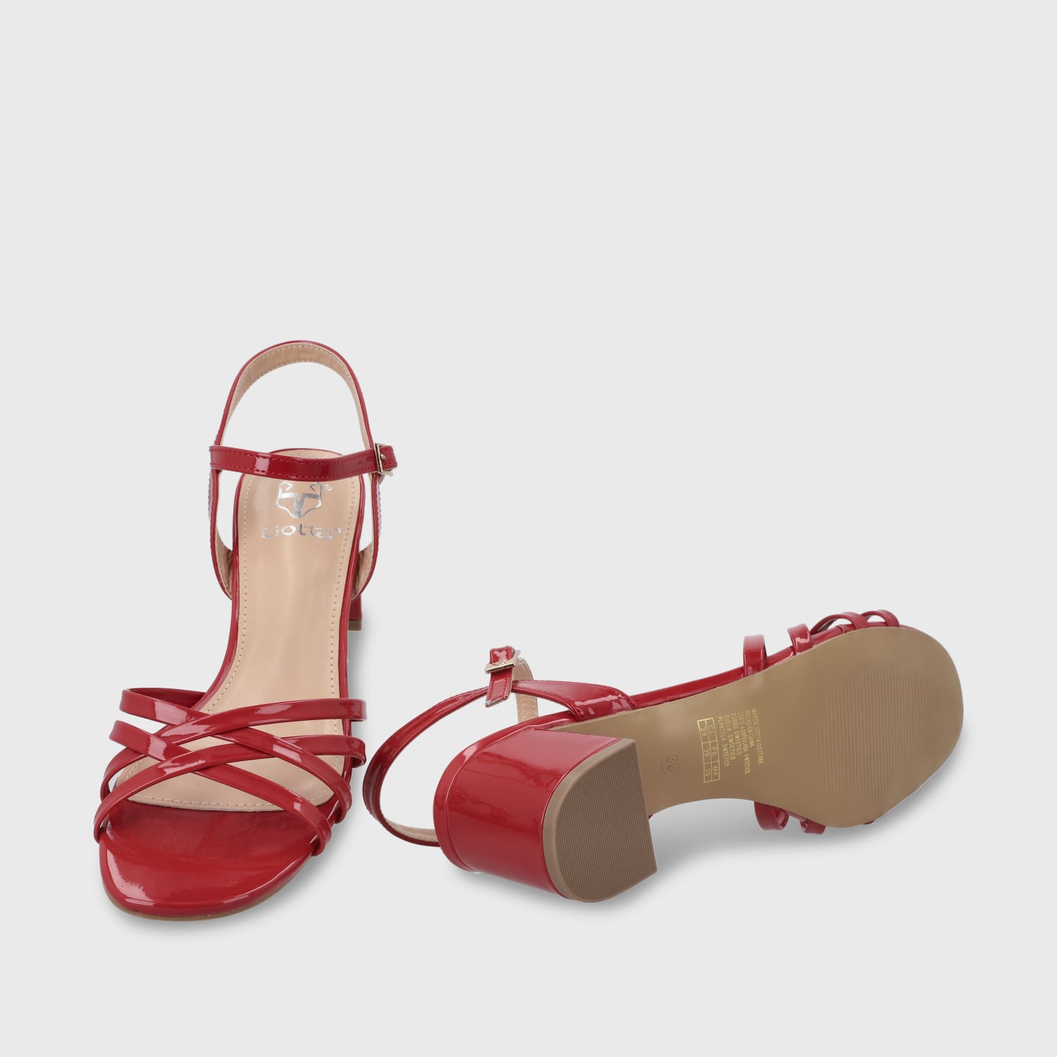SANDALIA TACO ROJA MUJER 55901 - 8
