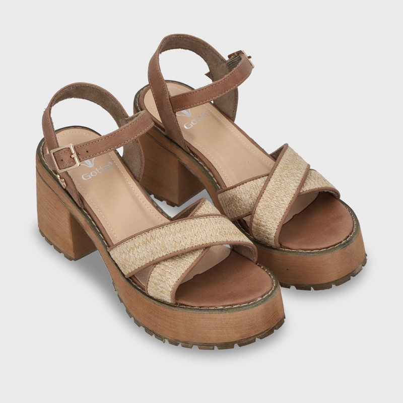 SANDALIA PLATAFORMA BEIGE MUJER 25796 - 4