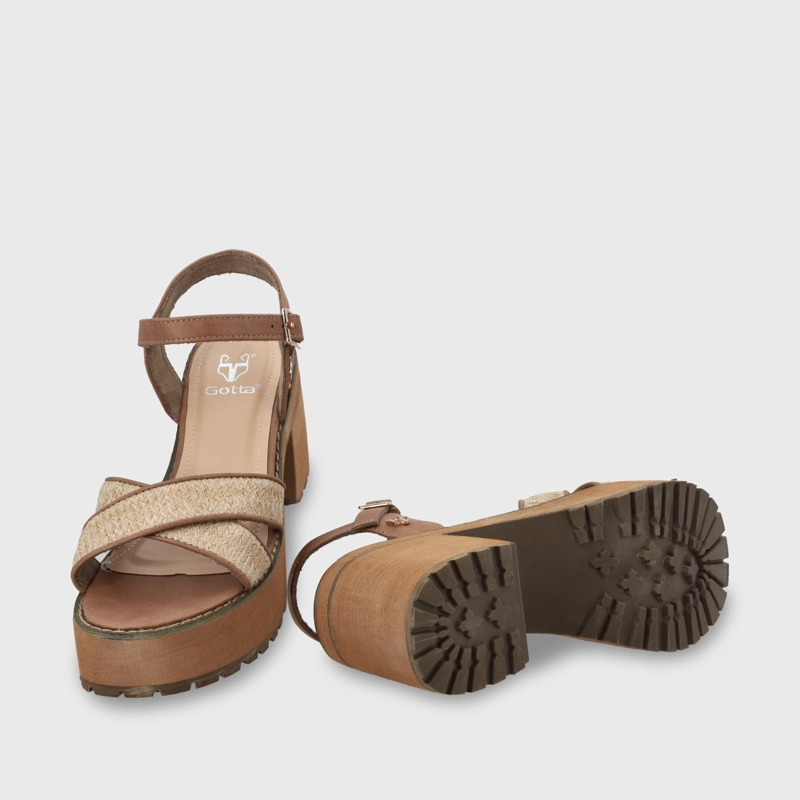 SANDALIA PLATAFORMA BEIGE MUJER 25796 - 8