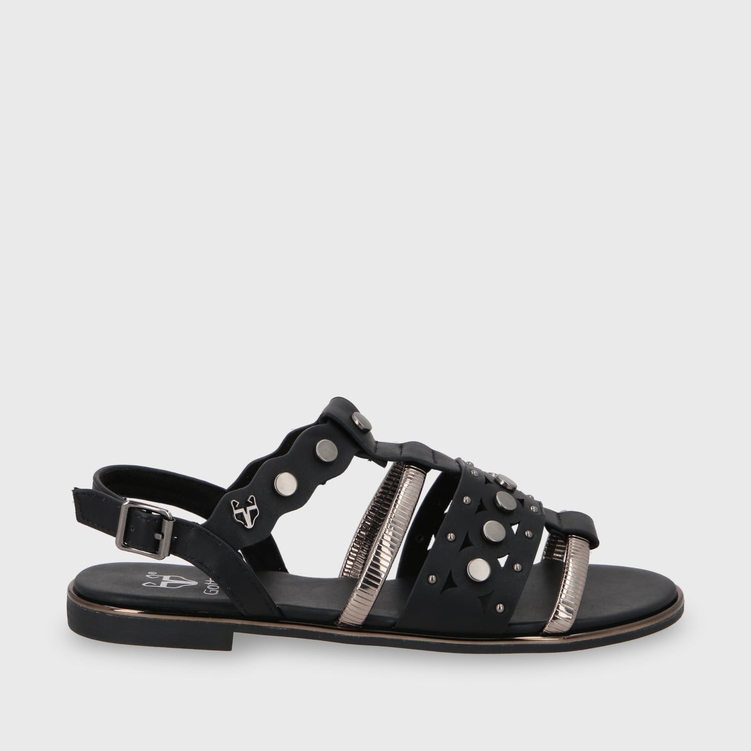 SANDALIA PLANO NEGRO MUJER 55212 - 2