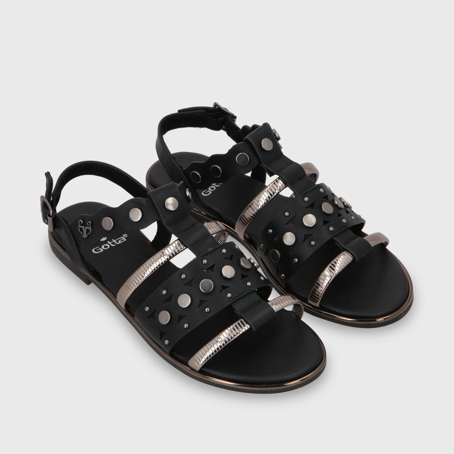 SANDALIA PLANO NEGRO MUJER 55212 - 4