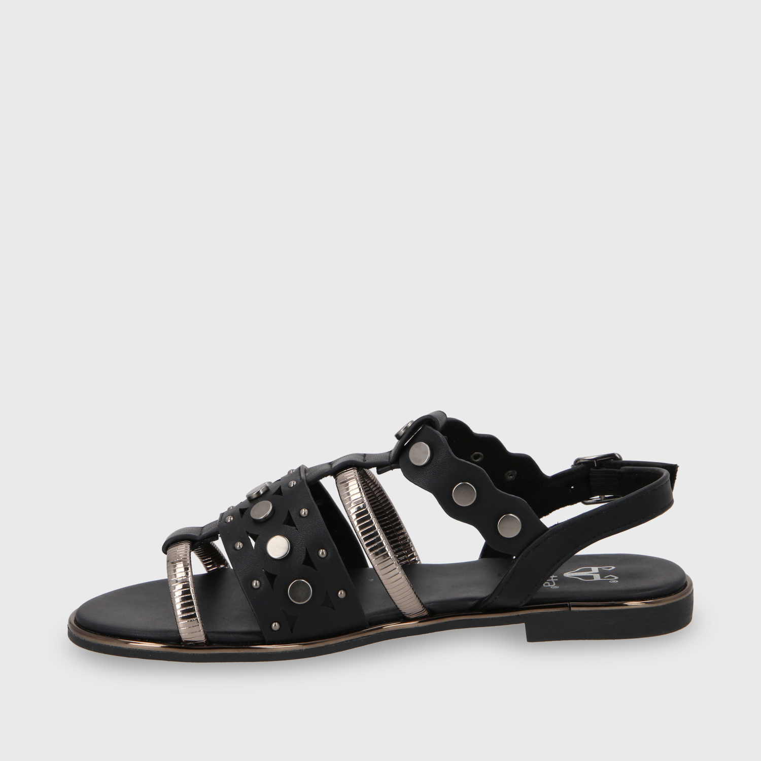 SANDALIA PLANO NEGRO MUJER 55212 - 5