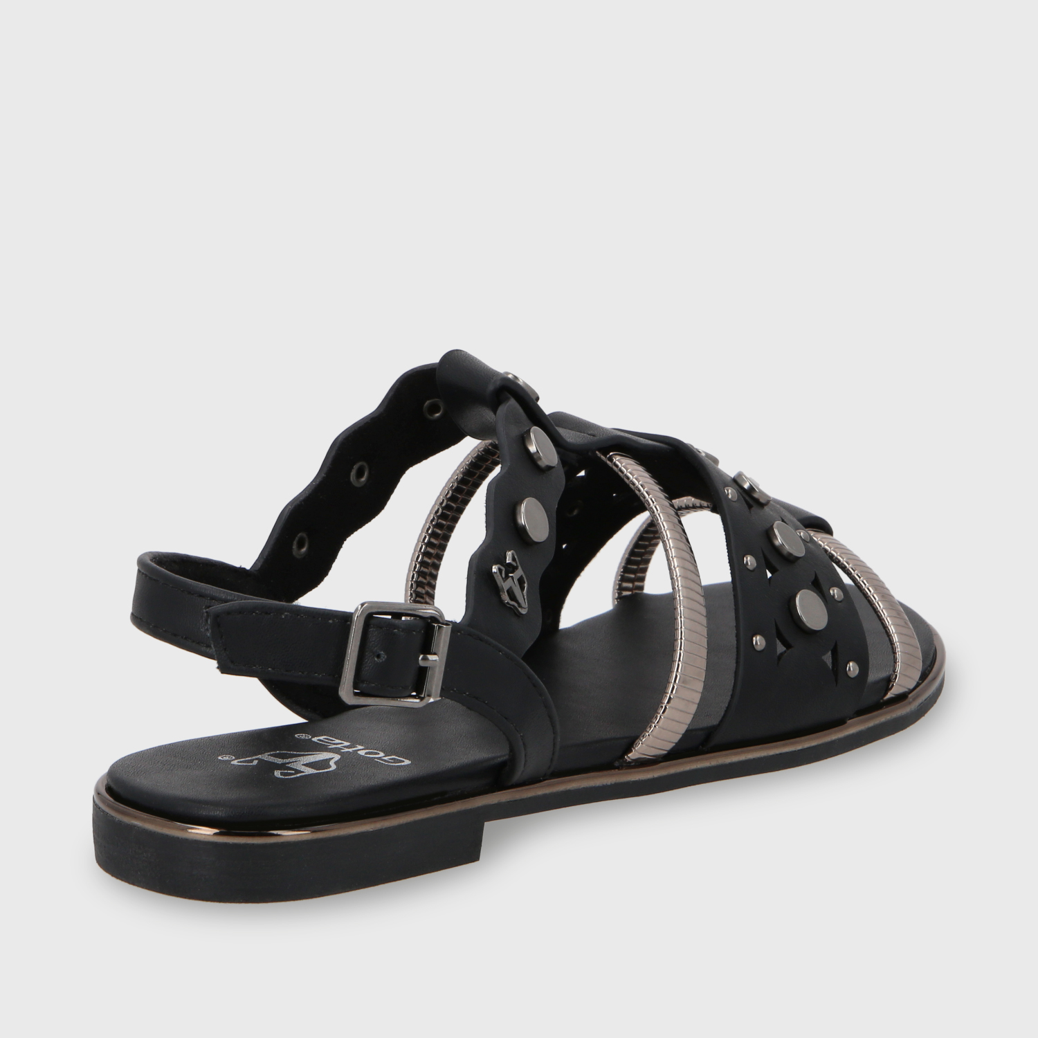 SANDALIA PLANO NEGRO MUJER 55212 - 6