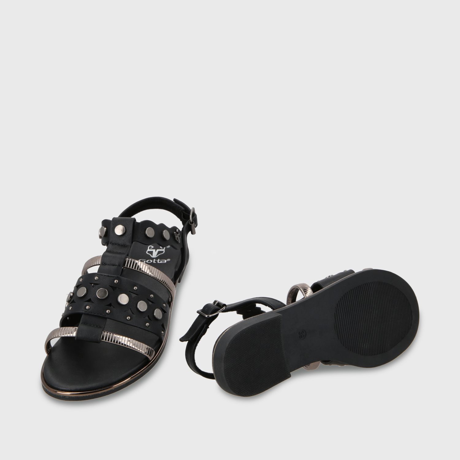 SANDALIA PLANO NEGRO MUJER 55212 - 8
